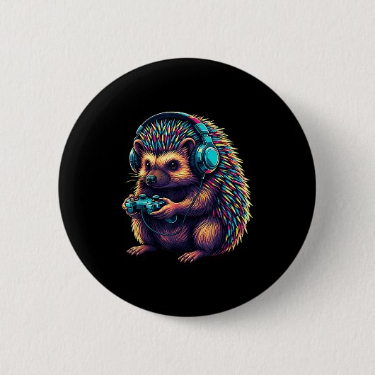 Igel-Gaming-Tier-Videospiele Lustiger Igel Button (Vorderseite)