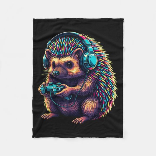 Igel-Gaming-Tier-Videospiele Lustiger Igel Fleecedecke (Vorderseite)