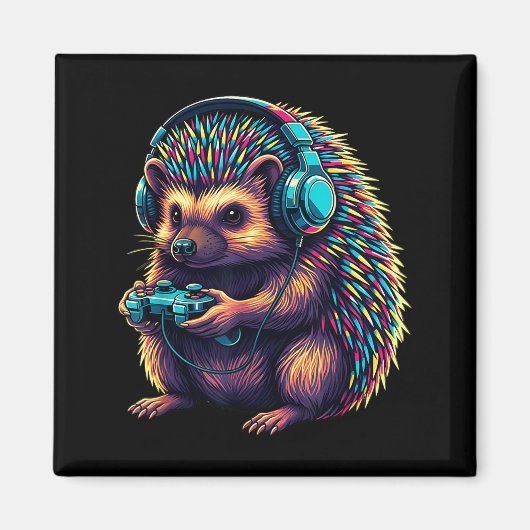 Igel-Gaming-Tier-Videospiele Lustiger Igel  Magnet (Vorne)