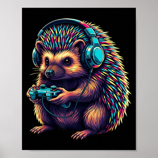 Igel-Gaming-Tier-Videospiele Lustiger Igel  Poster (Vorne)