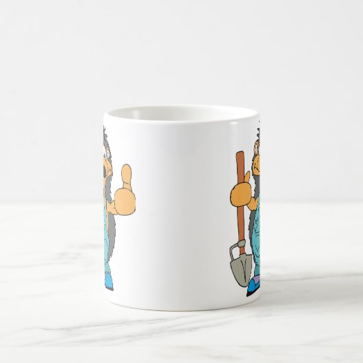 Igel Gärtner mit Handschuhen. Kaffeetasse (Mittel)