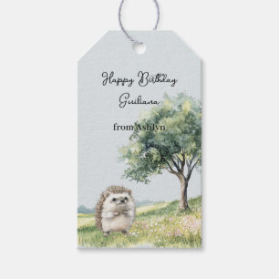 Igel-Geburtstag im Blumenfeld Geschenkanhänger