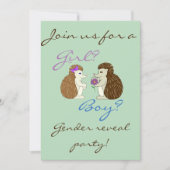 Igel Gender Reveal Baby Shower Einladung (Vorderseite)