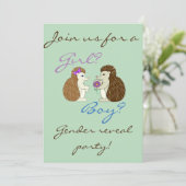 Igel Gender Reveal Baby Shower Einladung (Stehend Vorderseite)
