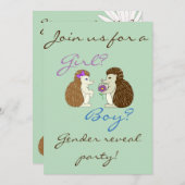 Igel Gender Reveal Baby Shower Einladung (Vorne/Hinten)
