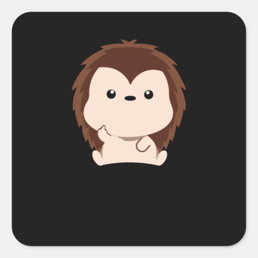 Igel Geschenk Cartoon Middle Finger Funny Animals Quadratischer Aufkleber (Vorderseite)