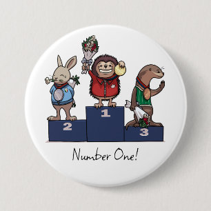 Igel Goldmedaille Nummer Eins! Geschenk Podium Kun Button