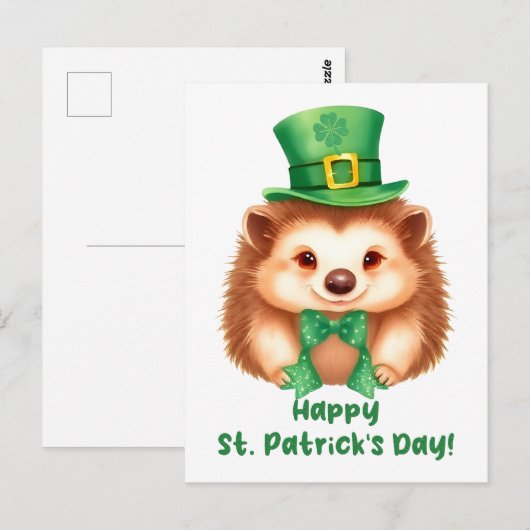 Igel Gráinneog Happy St. Patricks Day Postkarte (Vorne/Hinten)