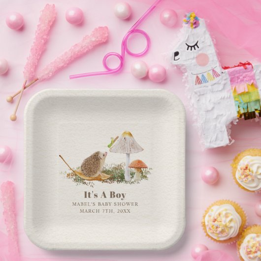 Igel Grasshopper Pilz-Zimmer Woodland Babydusche Pappteller (Party)