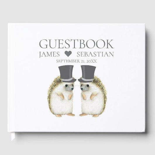 Igel Grooms Niedlich Gay Couple Wedding Gästebuch (Vorderseite)