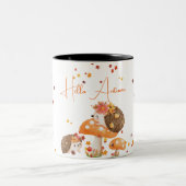Igel Hallo Herbstlaub Herbst Zweifarbige Tasse (Mittel)