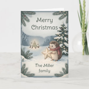 Igel hält Stern Waldweihnachten Karte