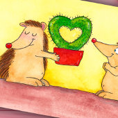Igel Heart Cactus von Nicole Janes Karte