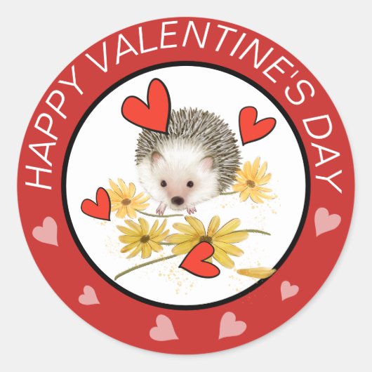 Igel Hearts Valentines Aufkleber (Vorderseite)