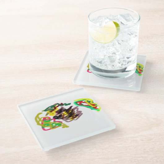 Igel Herbst Glasuntersetzer (Schrägansicht)