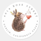 Igel | Herbstliche Rücksendeadresse Runder Aufkleber (Vorderseite)