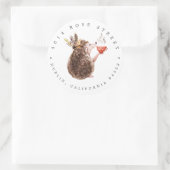 Igel | Herbstliche Rücksendeadresse Runder Aufkleber (Tasche)