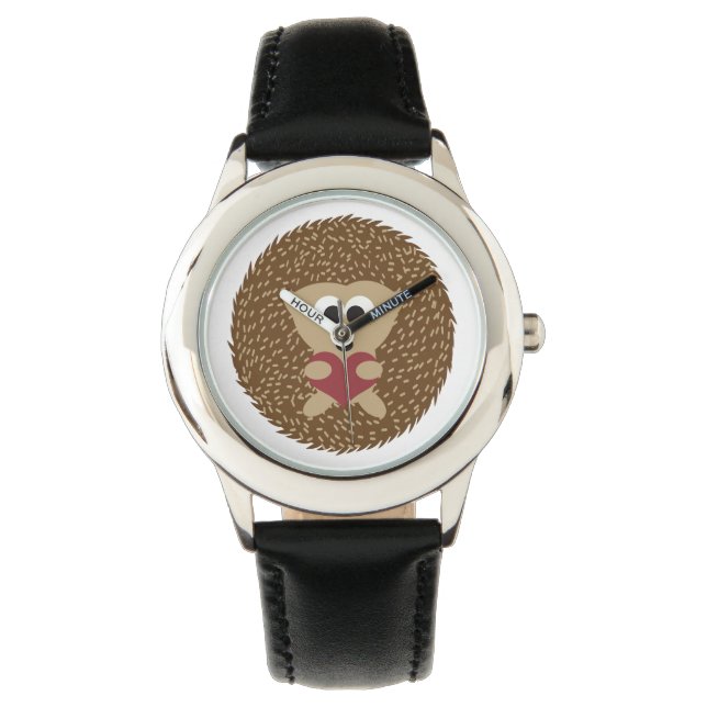 Igel Herzumarmung Armbanduhr (Vorderseite)
