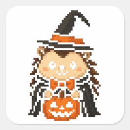 Igel-Hexenaufkleber Quadratischer Aufkleber