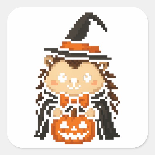 Igel-Hexenaufkleber Quadratischer Aufkleber (Vorderseite)