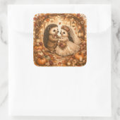 Igel Hochzeit Herbst Ersttanz Quadratischer Aufkleber (Tasche)