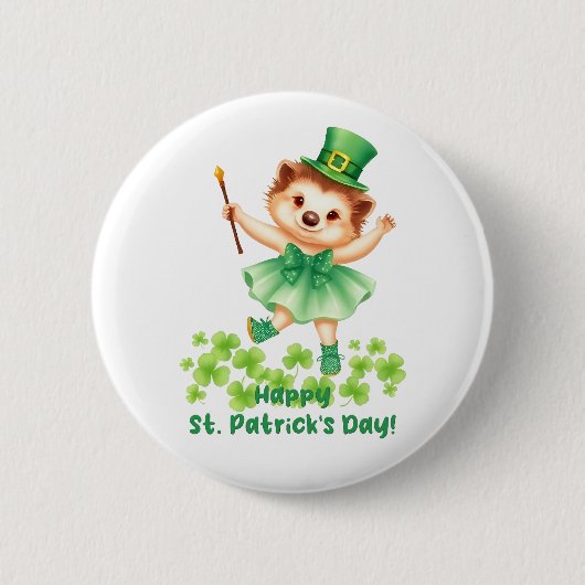 Igel Igelin Gráinneog Happy St. Patricks Day Button (Vorderseite)
