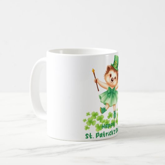 Igel Igelin Gráinneog Happy St. Patricks Day Kaffeetasse (Vorderseite Links)