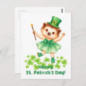 Igel Igelin Gráinneog Happy St. Patricks Day Postkarte (Vorne/Hinten)