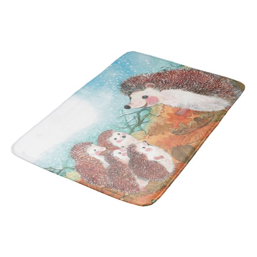 Igel Illustration Badematte (Schrägansicht)