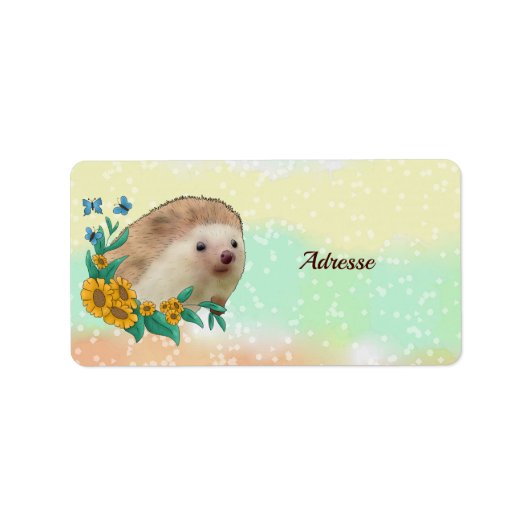 Igel im Blumenbeet Adressaufkleber (Vorne)