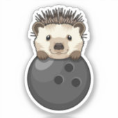 Igel im Bowling mit Bowlingball Aufkleber (Vorderseite)