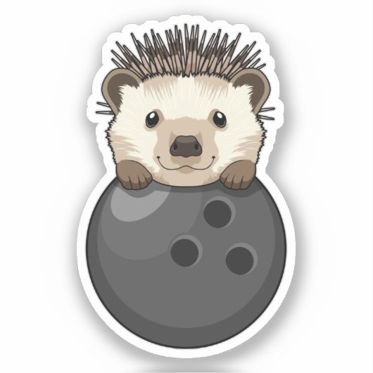 Igel im Bowling mit Bowlingball Aufkleber (Vorderseite)