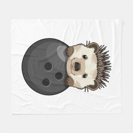 Igel im Bowling mit Bowlingball Fleecedecke (Vorderseite (Horizontal))