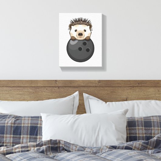 Igel im Bowling mit Bowlingball Leinwanddruck (Insitu (Schlafzimmer))