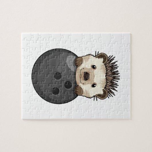 Igel im Bowling mit Bowlingball Puzzle (Horizontal)