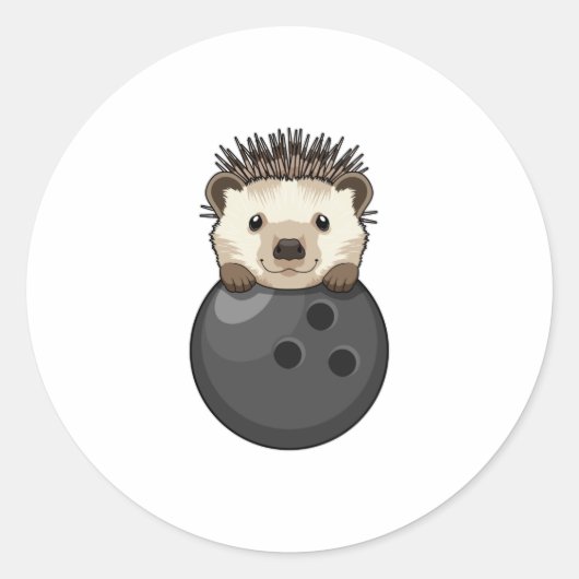 Igel im Bowling mit Bowlingball Runder Aufkleber (Vorderseite)