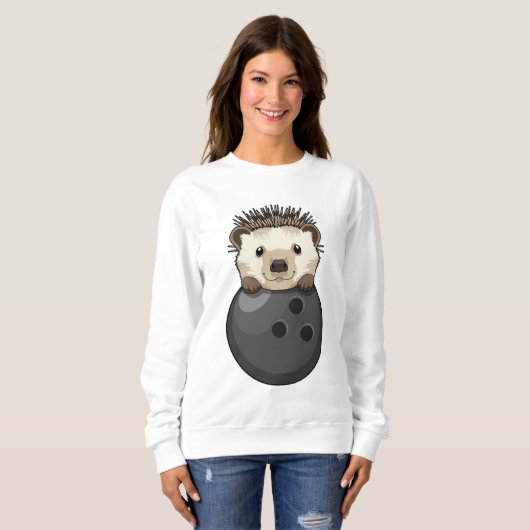 Igel im Bowling mit Bowlingball Sweatshirt (Vorne ganz)
