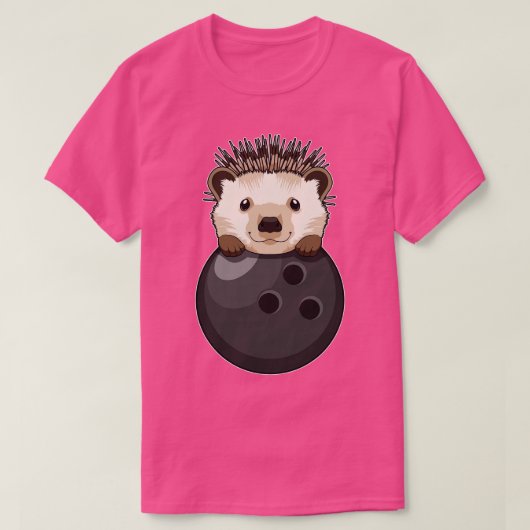Igel im Bowling mit Bowlingball T-Shirt (Design vorne)