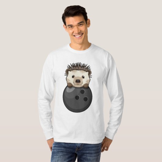 Igel im Bowling mit Bowlingball T-Shirt (Vorne ganz)