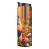 Igel im Herbst ein Pilz halten Thermosbecher (Nach rechts gedreht)