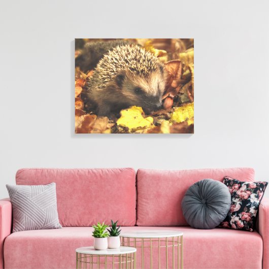 Igel im Herbst Leinwanddruck (Insitu (Wohnzimmer))