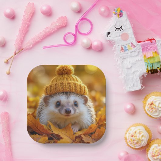 Igel im Herbst Pappteller (Party)