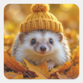 Igel im Herbst Quadratischer Aufkleber (Vorderseite)