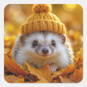 Igel im Herbst Quadratischer Aufkleber