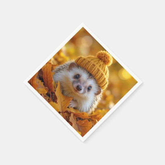 Igel im Herbst Serviette (Ecke)