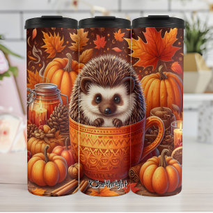 Igel im Herbst Teacup Thermosbecher
