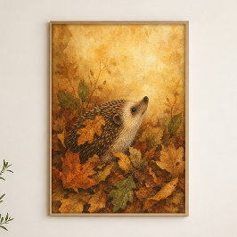 Igel im Herbstlaub Wasserfarbenposter Poster