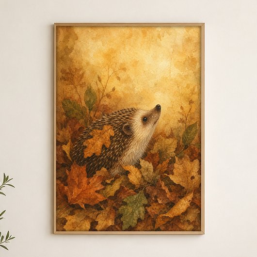 Igel im Herbstlaub Wasserfarbenposter Poster