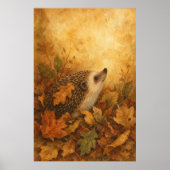 Igel im Herbstlaub Wasserfarbenposter Poster (Vorne)