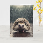 Igel im Regen Karte (Gelbe Blume)